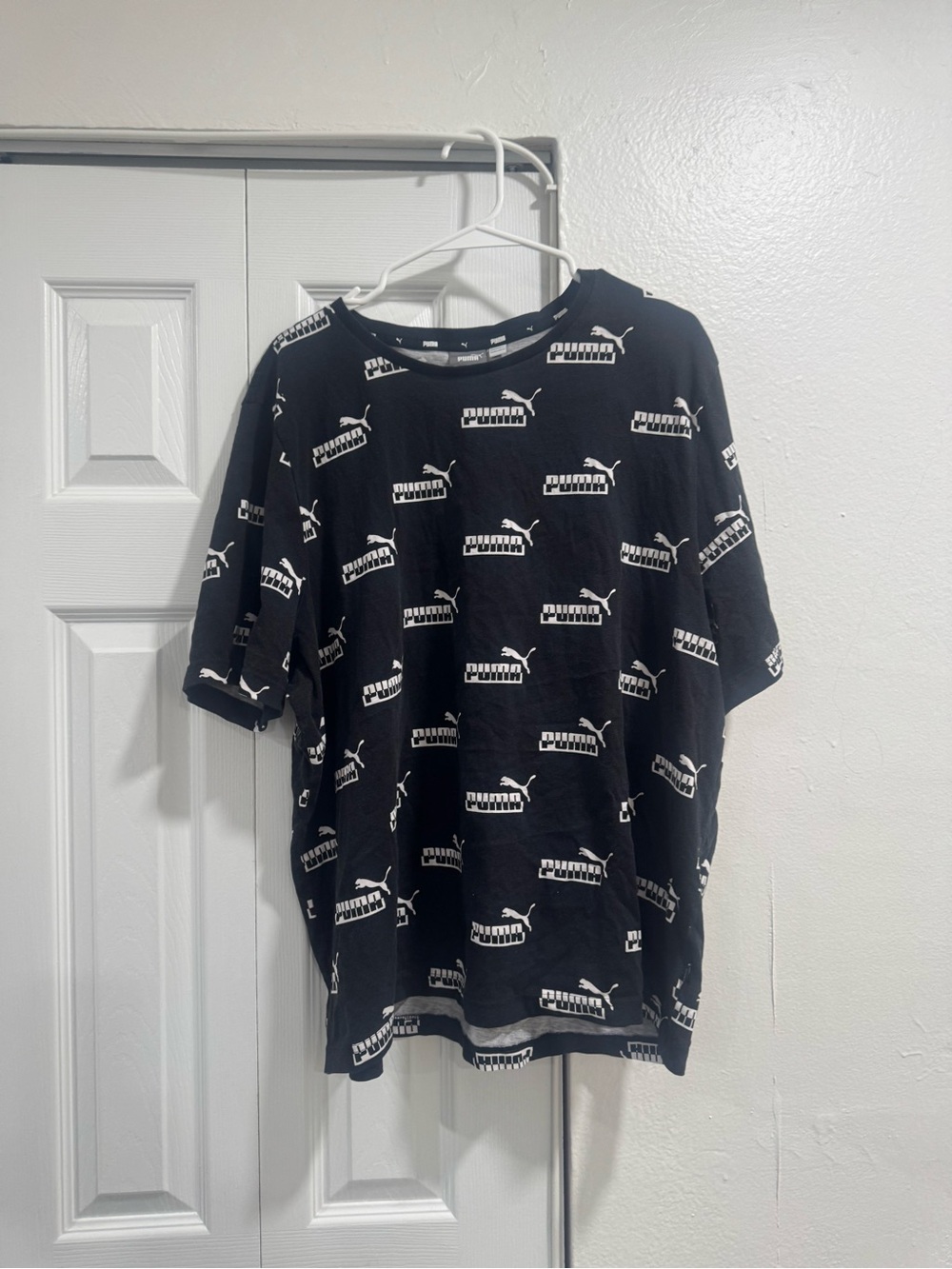 Puma Black All-Over Logo Short Sleeve Tee